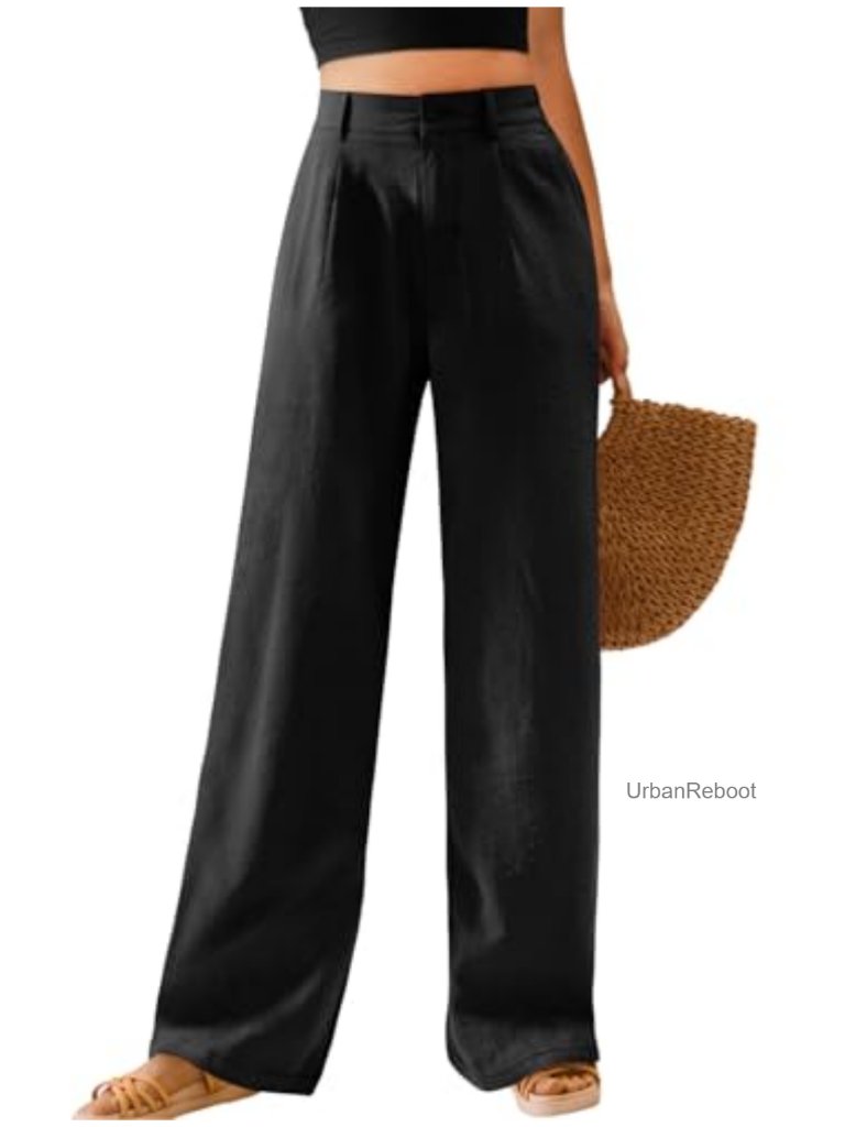 Wide Leg High Waisted Palazzo Pants With Pockets